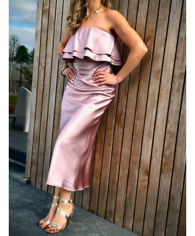 ROBE ROSE SATINÉE - CONSTANCE