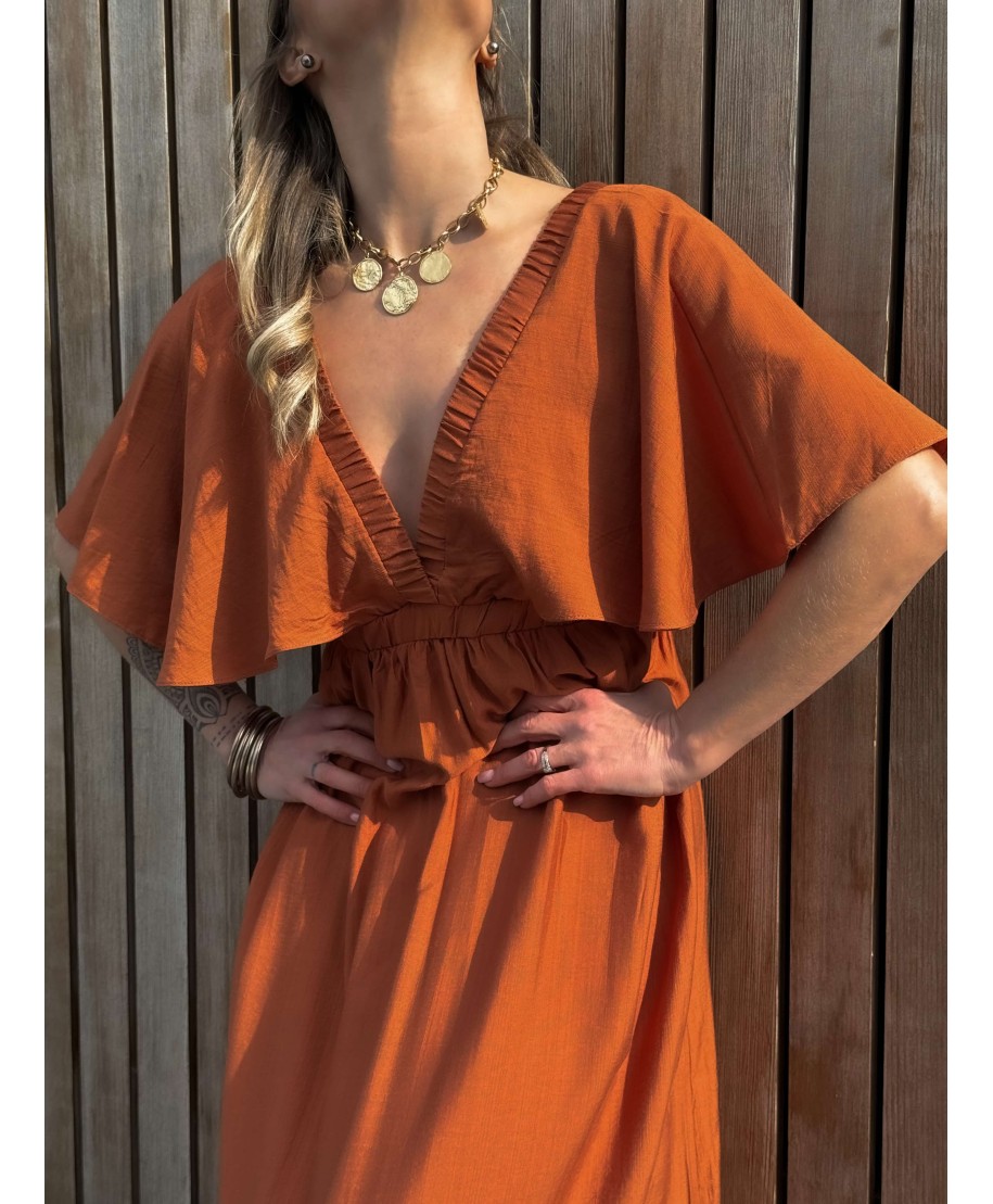 ROBE LONGUE TERRACOTA - ZELIA