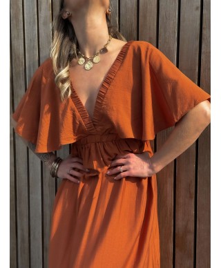 ROBE LONGUE TERRACOTA - ZELIA