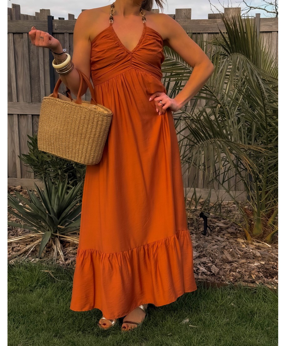 ROBE LONGUE TERRACOTA - INES