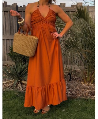 ROBE LONGUE TERRACOTA - INES