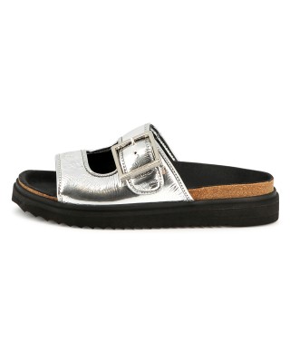 SANDALES EN CUIR ARGENTÉES
