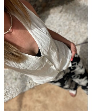 GILET BLANC LIN - HELOISE