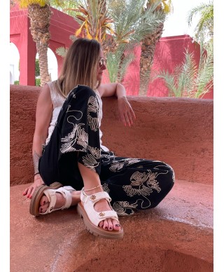 PANTALON NOIR BRODERIE - NOUR