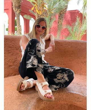 PANTALON NOIR BRODERIE - NOUR