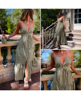 ROBE RAYÉE KAKI - ZOÉ
