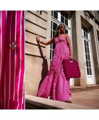 ROBE RAYÉE ROSE - ZOÉ