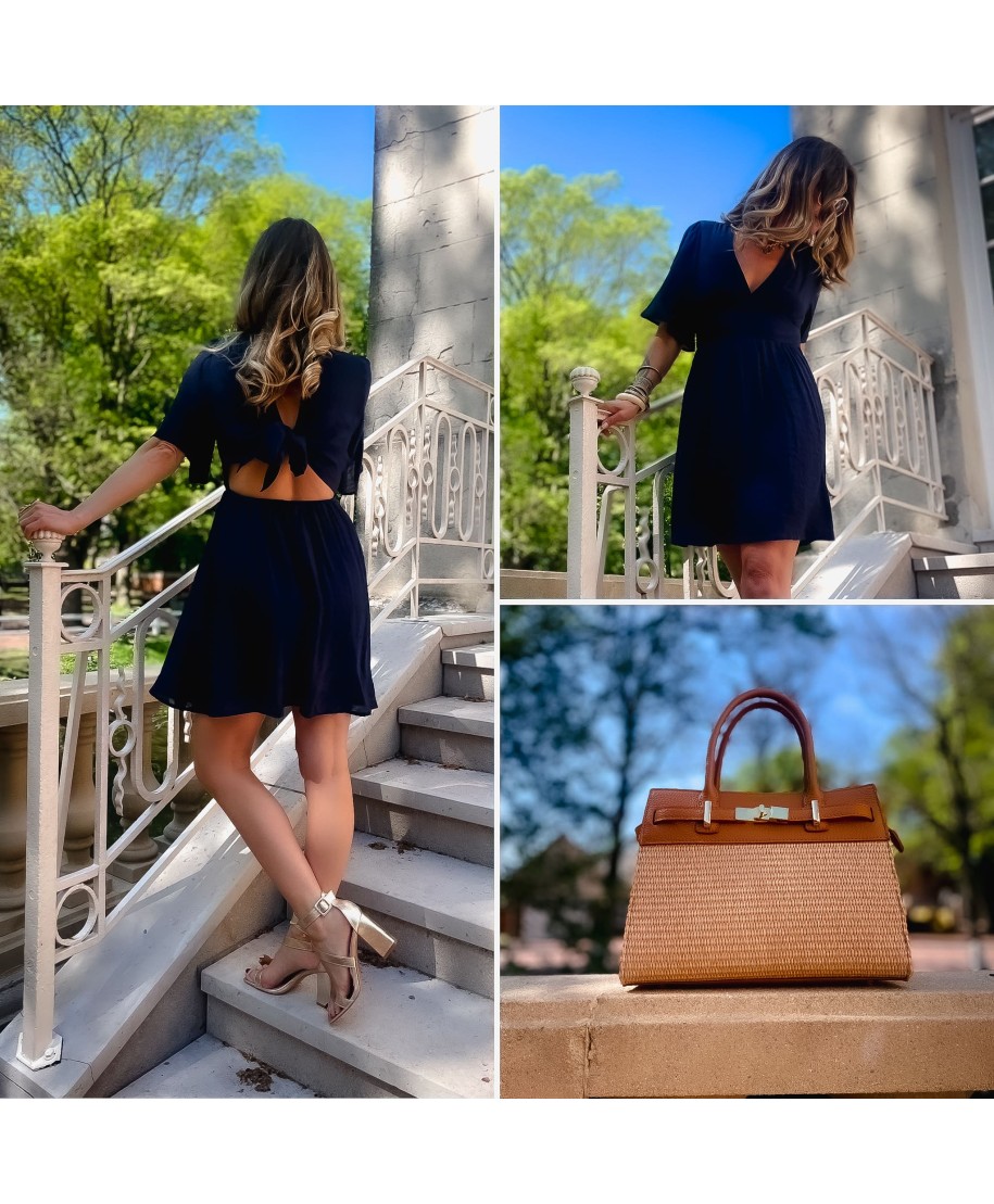 ROBE COURTE BLEU MARINE - SOLENE