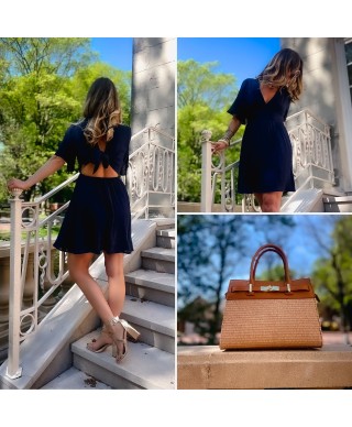 ROBE COURTE BLEU MARINE - SOLENE