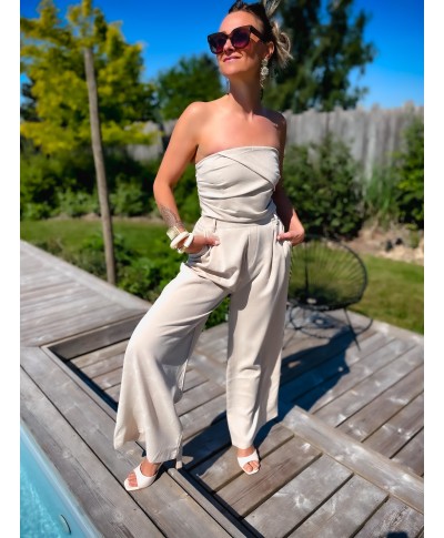 COMBI PANTALON BUSTIER BEIGE