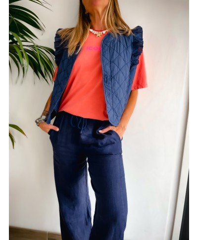 VESTE SANS MANCHE BLEU - MAURINE