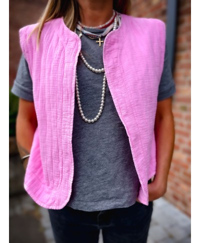VESTE ROSE SANS MANCHES- ZELIA
