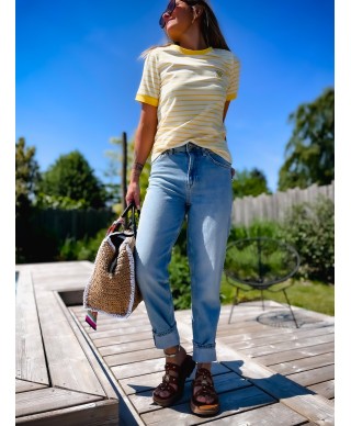 TEE SHIRT RAYE JAUNE
