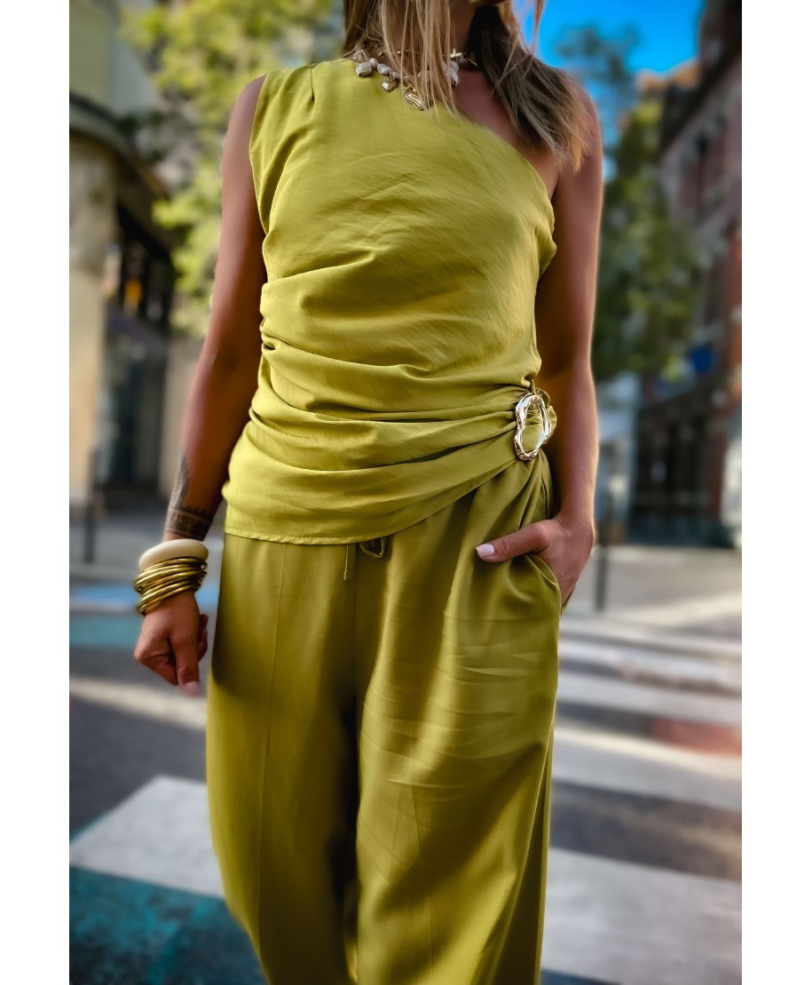 HAUT ASYMÉTRIQUE VERT - SANDRO