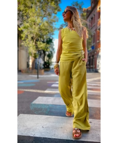 PANTALON FLUIDE VERT - SIMON