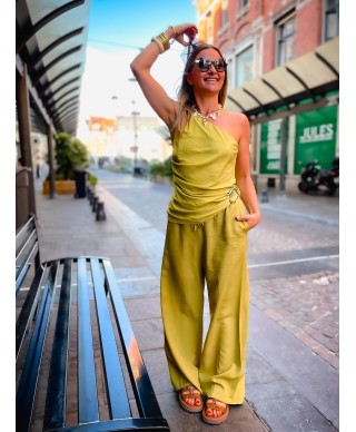 PANTALON FLUIDE VERT - SIMON