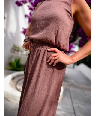ensemble top et jupe longue taupe femme – Style été 2025