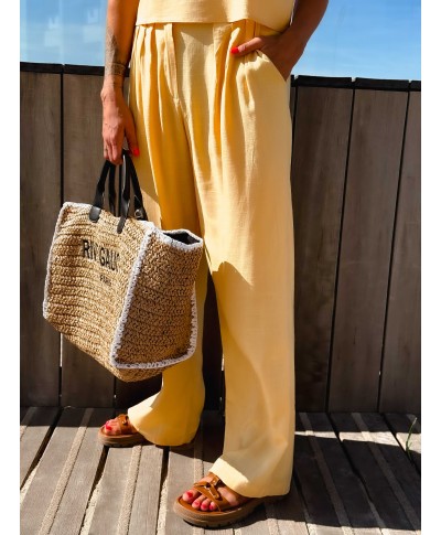 PANTALON LIN JAUNE - ACHILLE