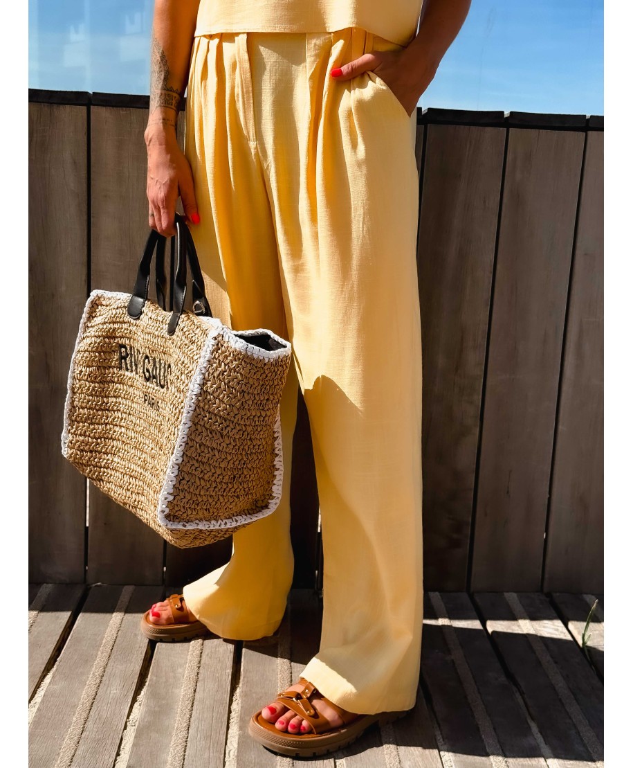 PANTALON LIN JAUNE - ACHILLE