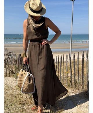 ROBE LONGUE CHOCOLAT - JULIA