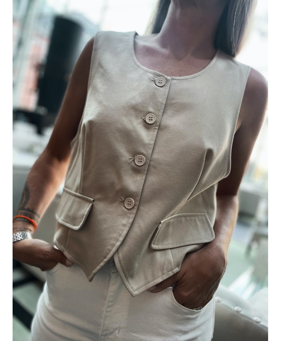 GILET SANS MANCHES BEIGE/ LYLA