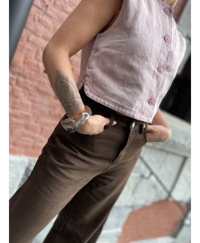 GILET SANS MANCHES VIEUX ROSE./ LUCIE