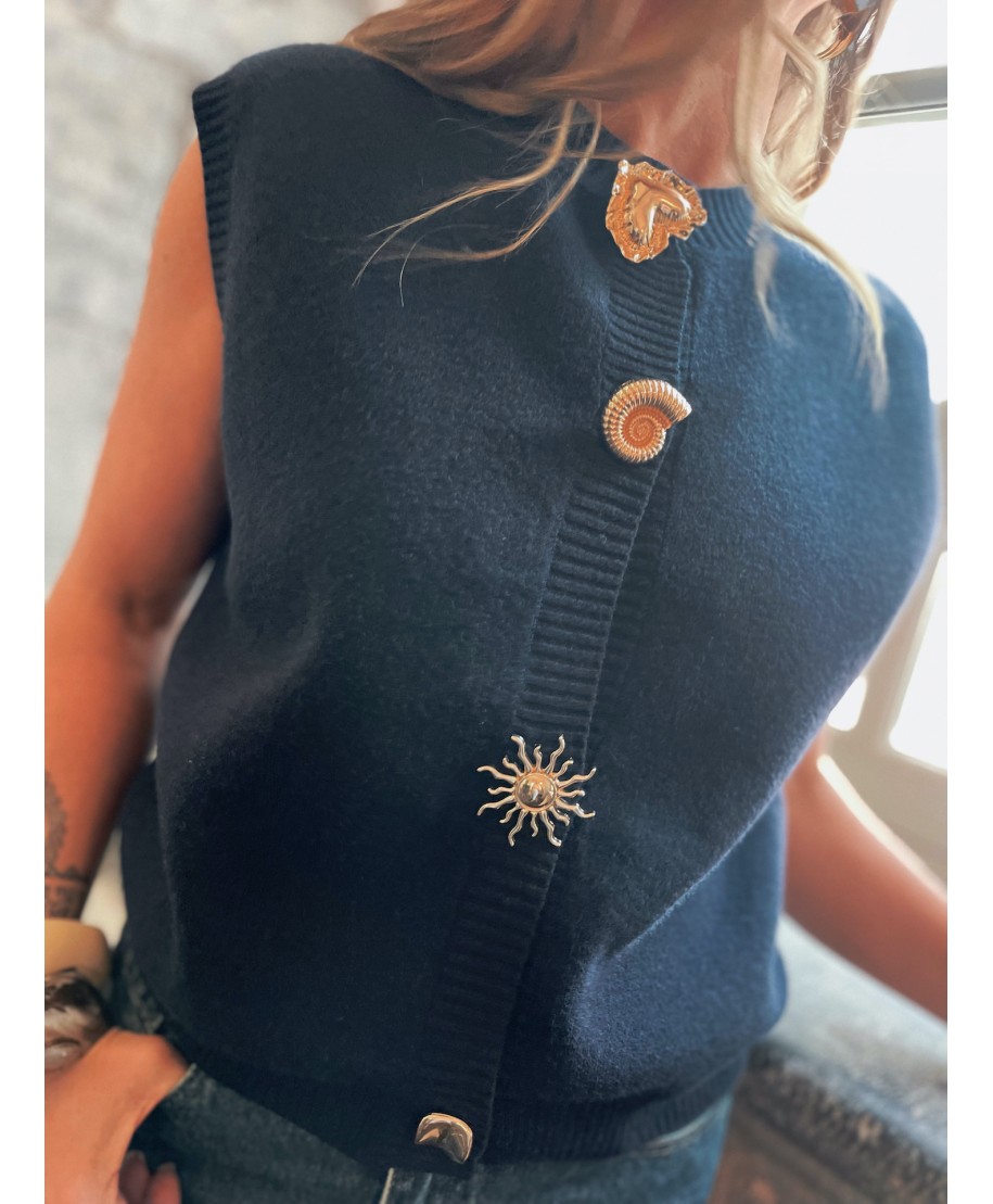 GILET SANS MANCHES BOUTONS DORES / LILY