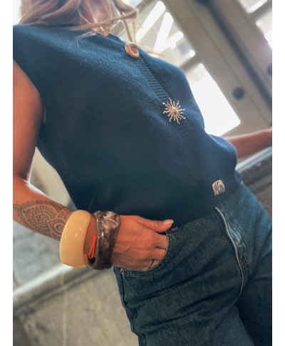 GILET SANS MANCHES BOUTONS DORES / LILY