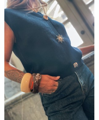 GILET SANS MANCHES BOUTONS DORES / LILY