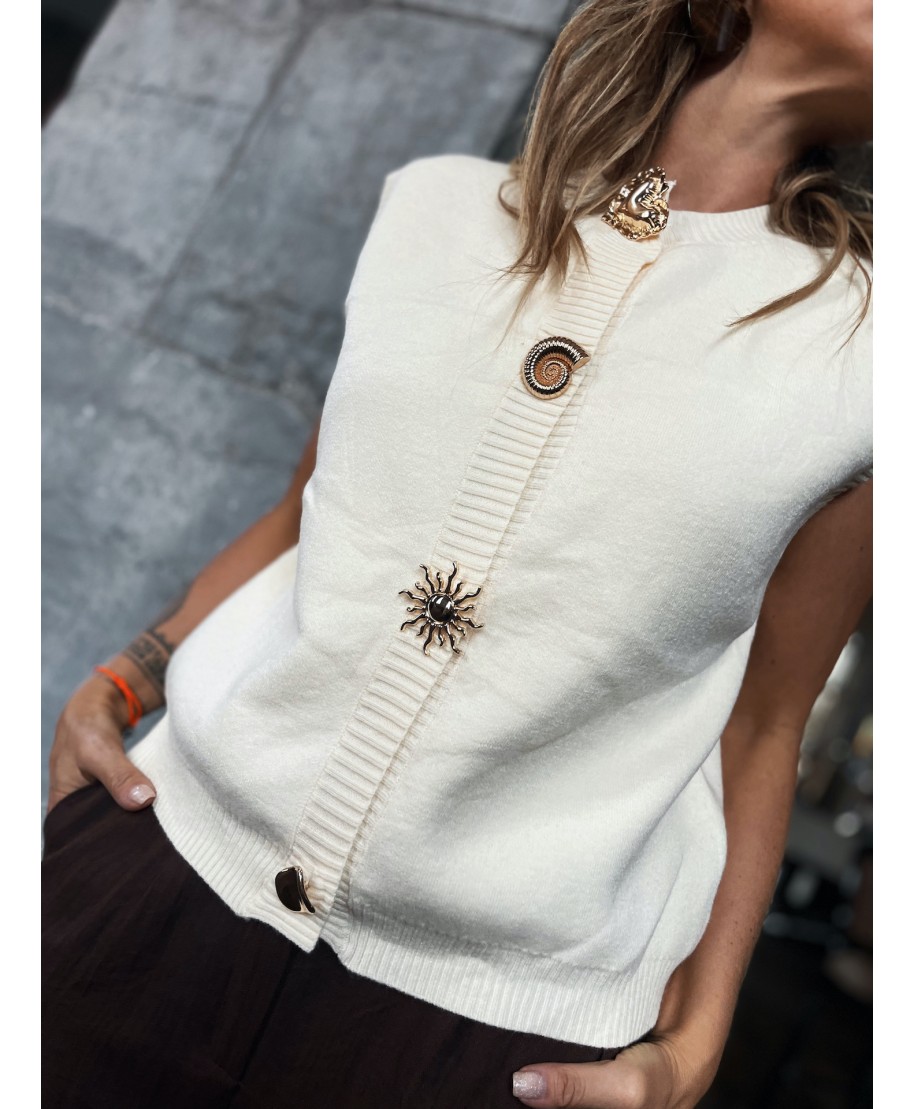 GILET SANS MANCHES BOUTONS DORES / LILY