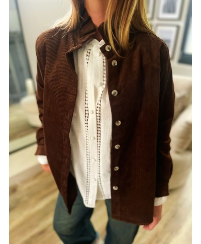 VESTE CHOCOLAT VELOURS CÔTELÉ - CARLA