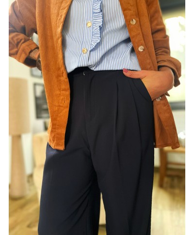 PANTALON BLEU MARINE FLUIDE - NOAH