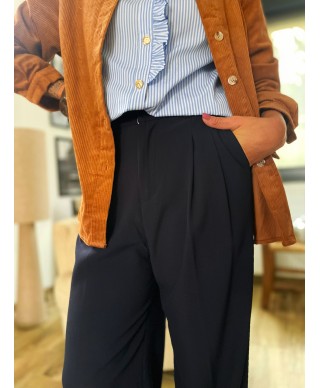 PANTALON BLEU MARINE FLUIDE - NOAH