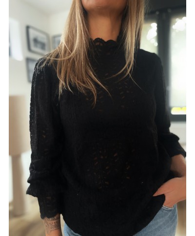 BLOUSE DENTELLE NOIRE - ELLY