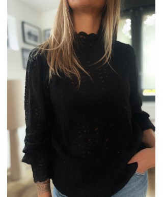 BLOUSE DENTELLE NOIRE - ELLY