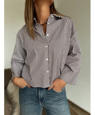 CHEMISE CHOCOLAT RAYÉE - JONA