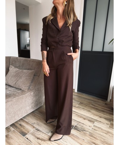 BLOUSE COURTE MARRON - NINA