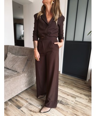 BLOUSE COURTE MARRON - NINA