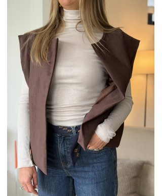 VESTE SANS MANCHES CHOCOLAT - PAOLA
