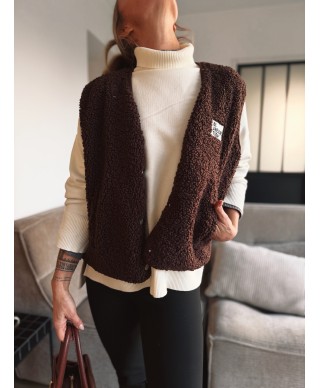 VESTE SANS MANCHES MARRON - OLYMPE