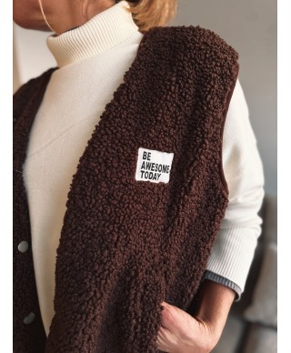 VESTE SANS MANCHES MARRON - OLYMPE