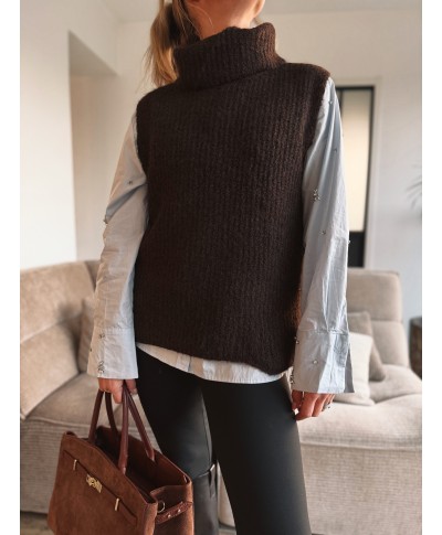 MAILLE SANS MANCHES MARRON - CETIA