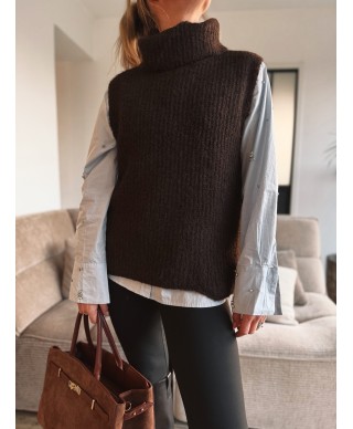 MAILLE SANS MANCHES MARRON - CETIA