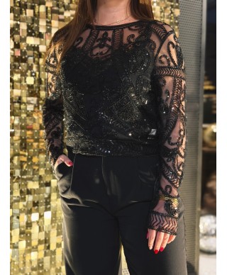 TOP TRANSPARENT NOIR - LORIE