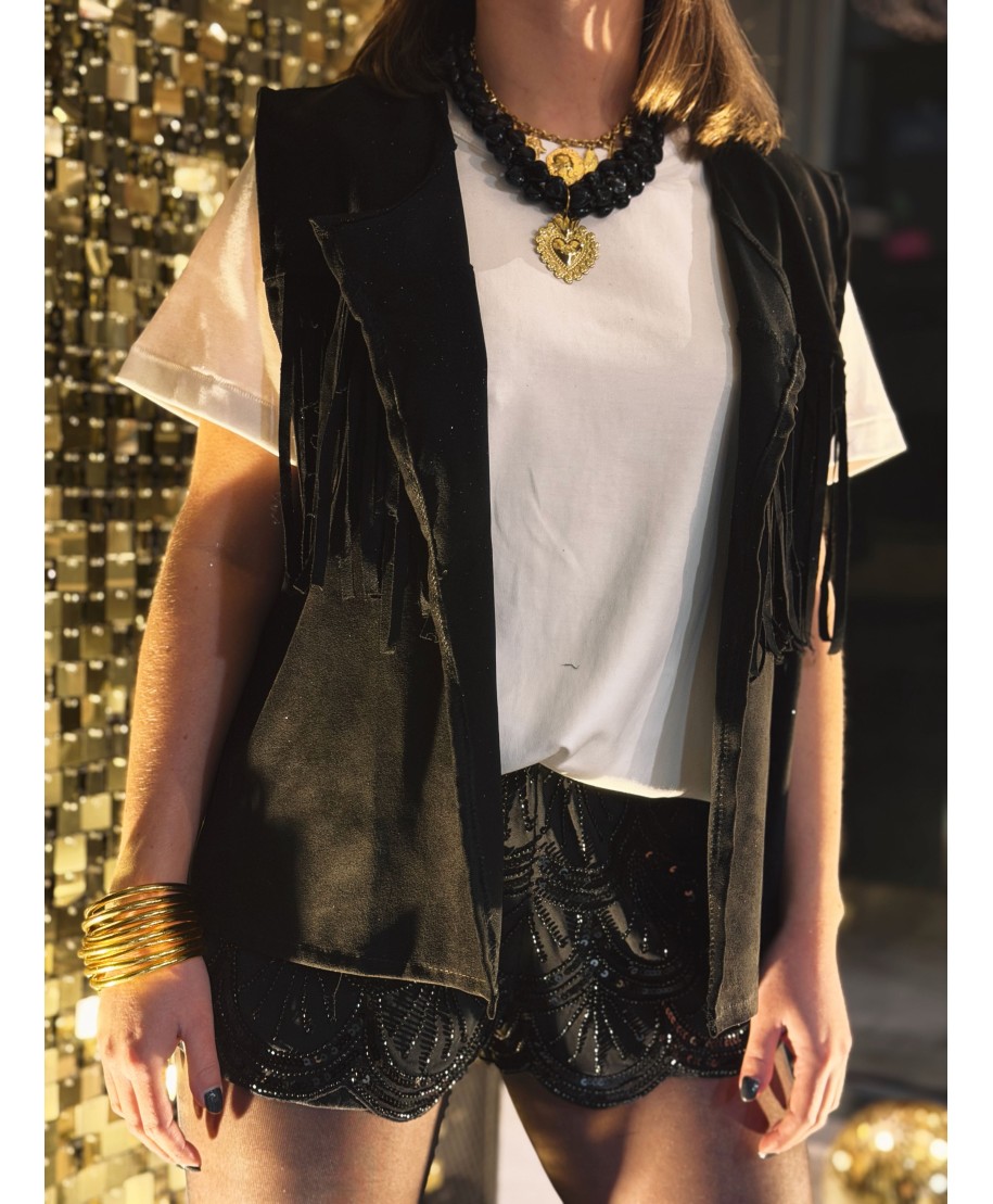 VESTE NOIRE SANS MANCHES - SARAH