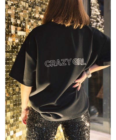 T-SHIRT NOIR - CRAZY GIRL