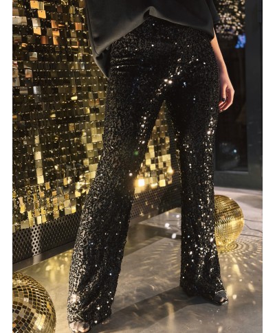 PANTALON NOIR SEQUINS - BASTIAN