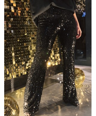 PANTALON NOIR SEQUINS - BASTIAN