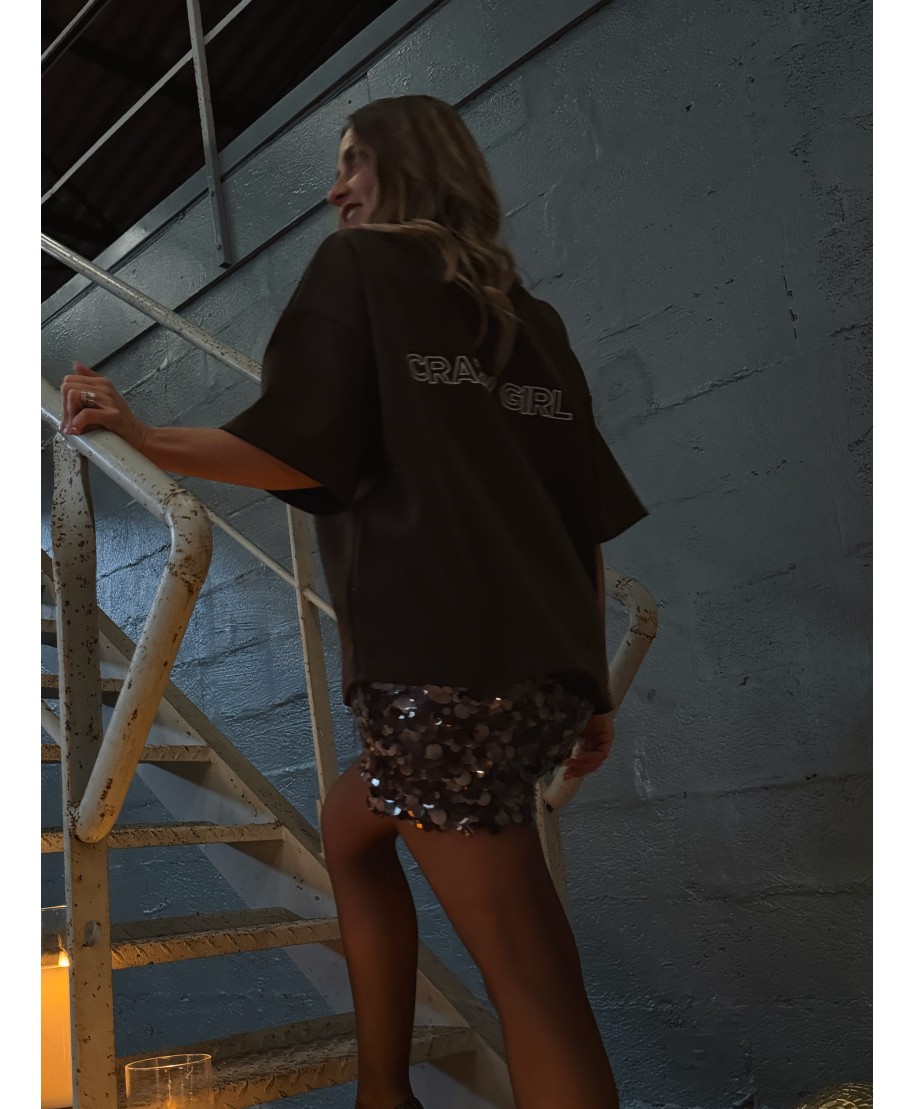 T-SHIRT MARRON - CRAZY GIRL