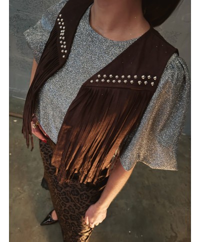 VESTE MARRON SANS MANCHES - SARAH